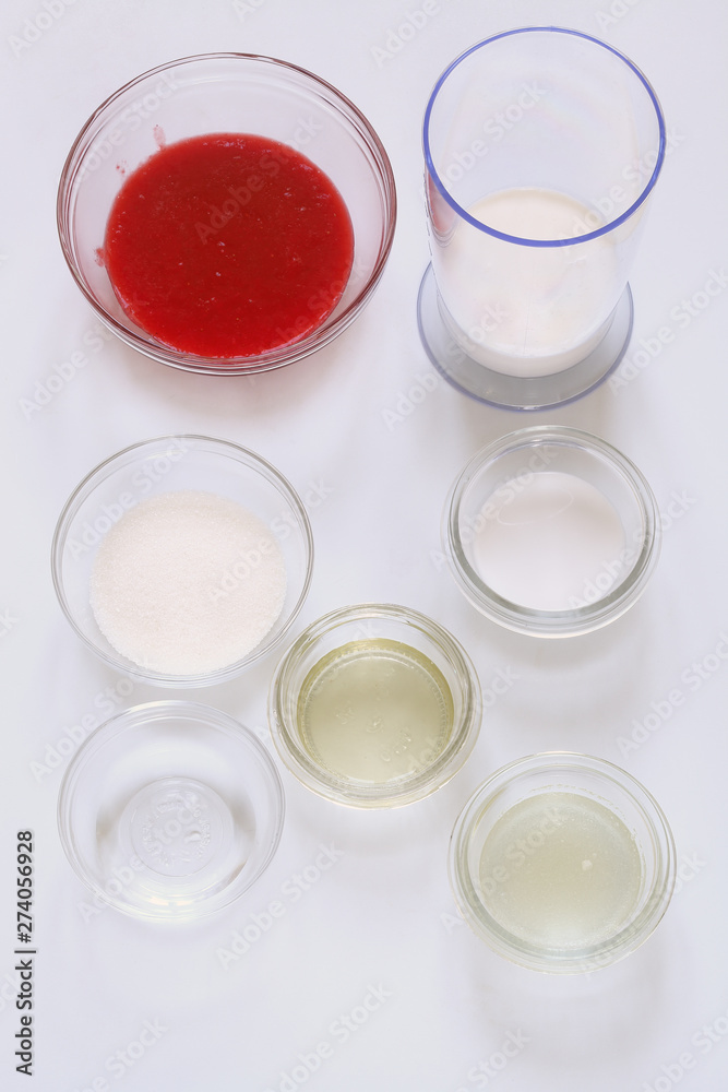 Different ingredients for cooking bakery foods, on white background. Different ingredients for cooking bakery foods, on white background.
