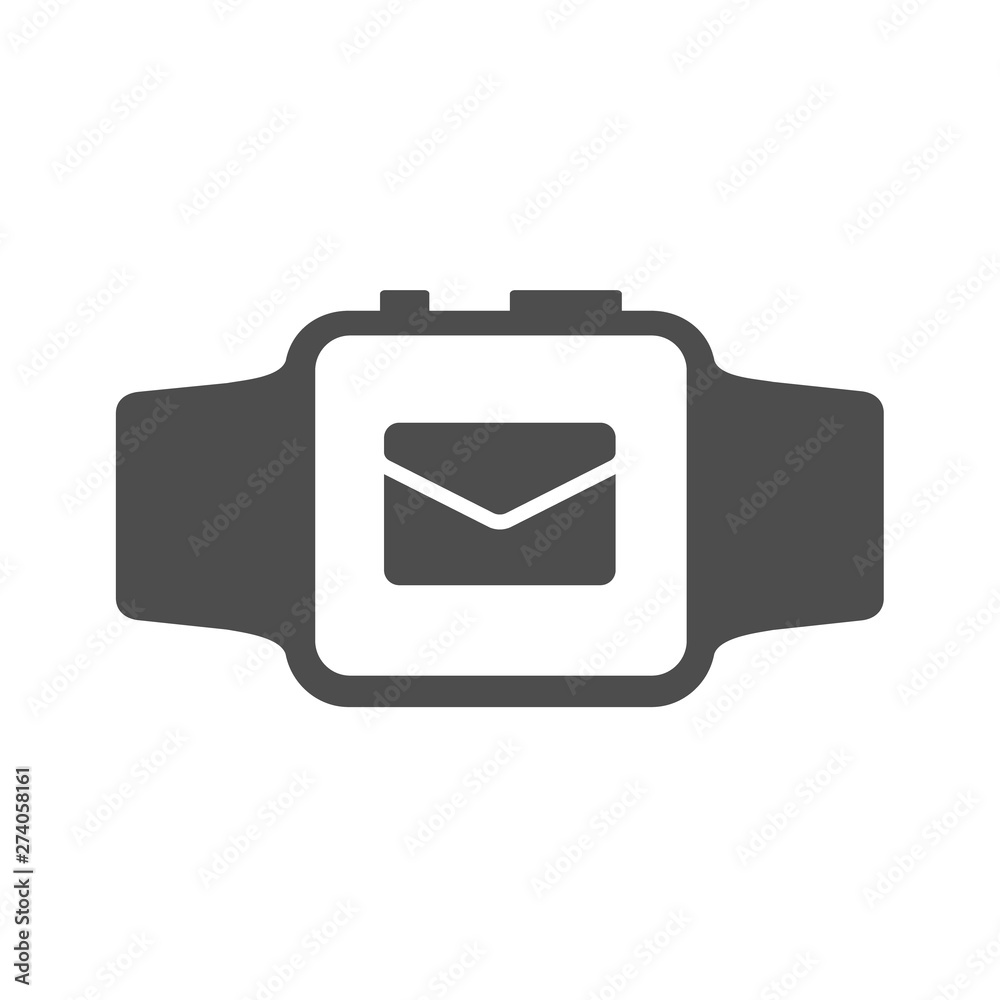 mail envelope message on smart watch vector icon isolated on white background. web icon for mobile and ui design mail envelope message on smart watch vector icon isolated on white background. web icon for mobile and ui design