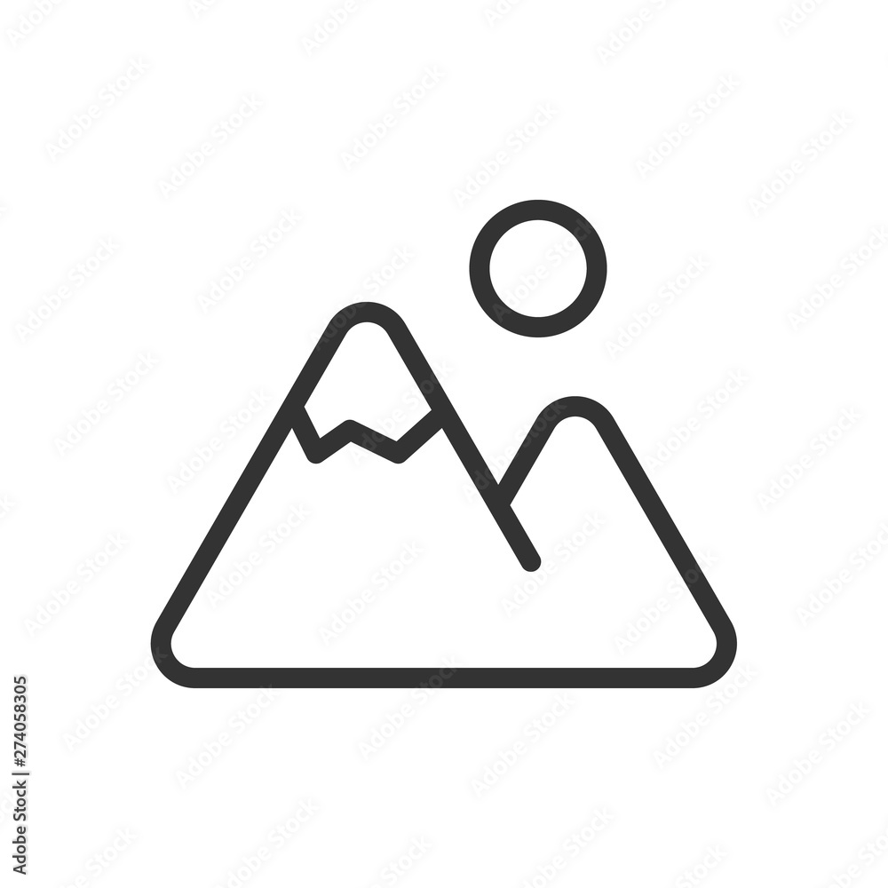 mountains with snow and sun outline ui web icon. mountains vector icon for web, mobile and user interface design isolated on white background mountains with snow and sun outline ui web icon. mountains vector icon for web, mobile and user interface design isolated on white background