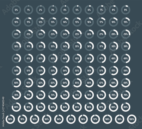 percentage diagram set from 0 to 100  vector circle percentage infographics