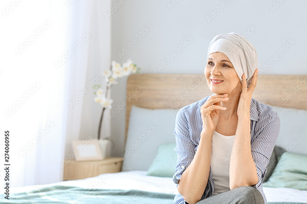 Mature woman after chemotherapy at home Mature woman after chemotherapy at home