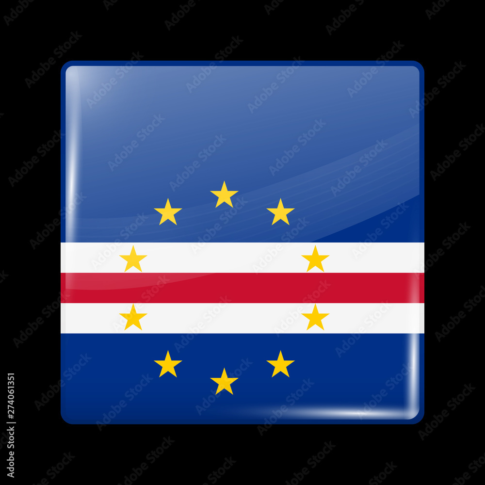 Flag of Cape Verde. Glossy Icon Square Shape. Vector Flag of Cape Verde. Glossy Icon Square Shape. Vector