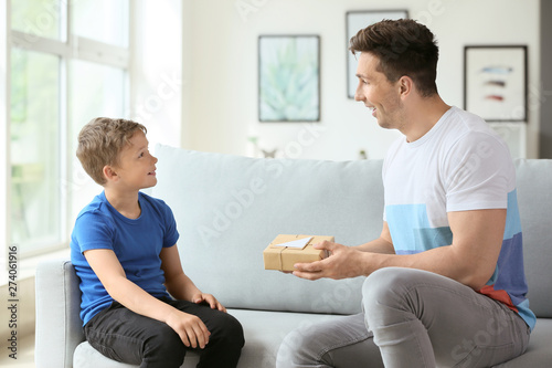 Little boy greeting his dad...
