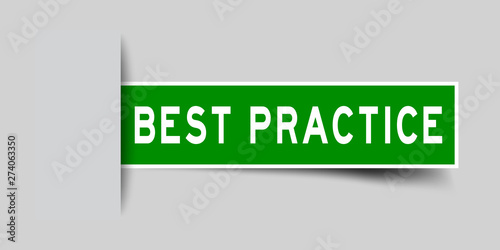 Label sticker green color in word best practice that inserted in gray background