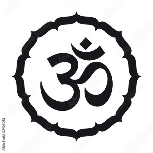 Om Vector Symbol with mandala. White background.