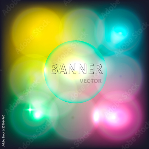 Glowing neon banner for design. Vector Background