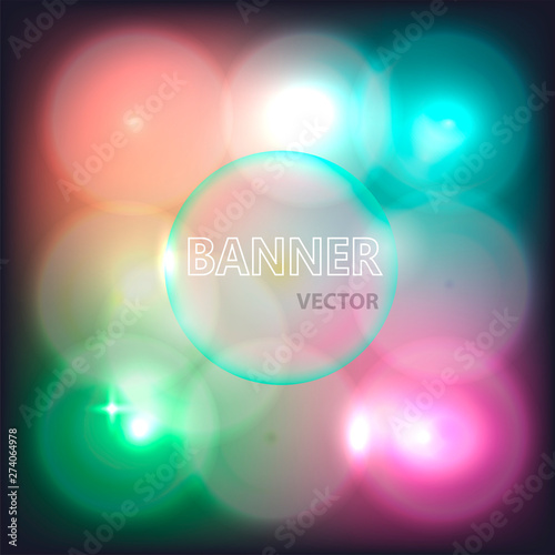 Glowing neon banner for design. Vector Background
