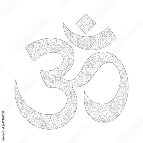Om Vector Symbol with natural motives. White background.