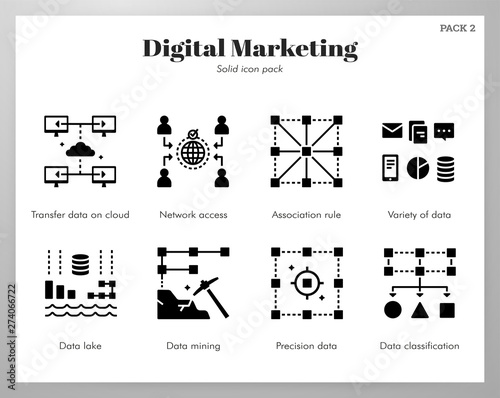 Data analytics icons Solid pack