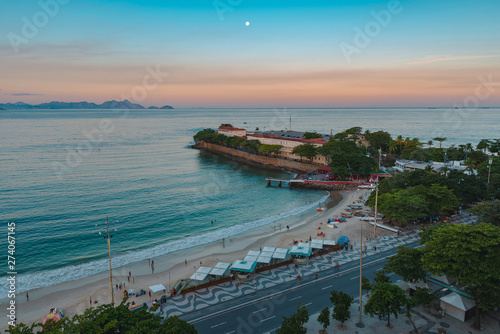 Fototapeta Naklejka Na Ścianę i Meble -  Copacabana Fort at the End of the Beach Aerial View