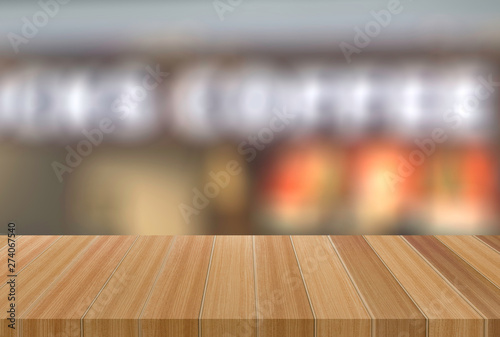 Wooden tables with blurred backgrounds can be used to display or edit to advertise your product. © WICHAI