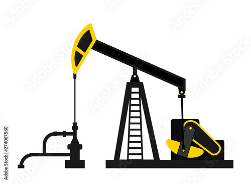 Silhouette of oil derrick isolated on a white background. Vector illustration.