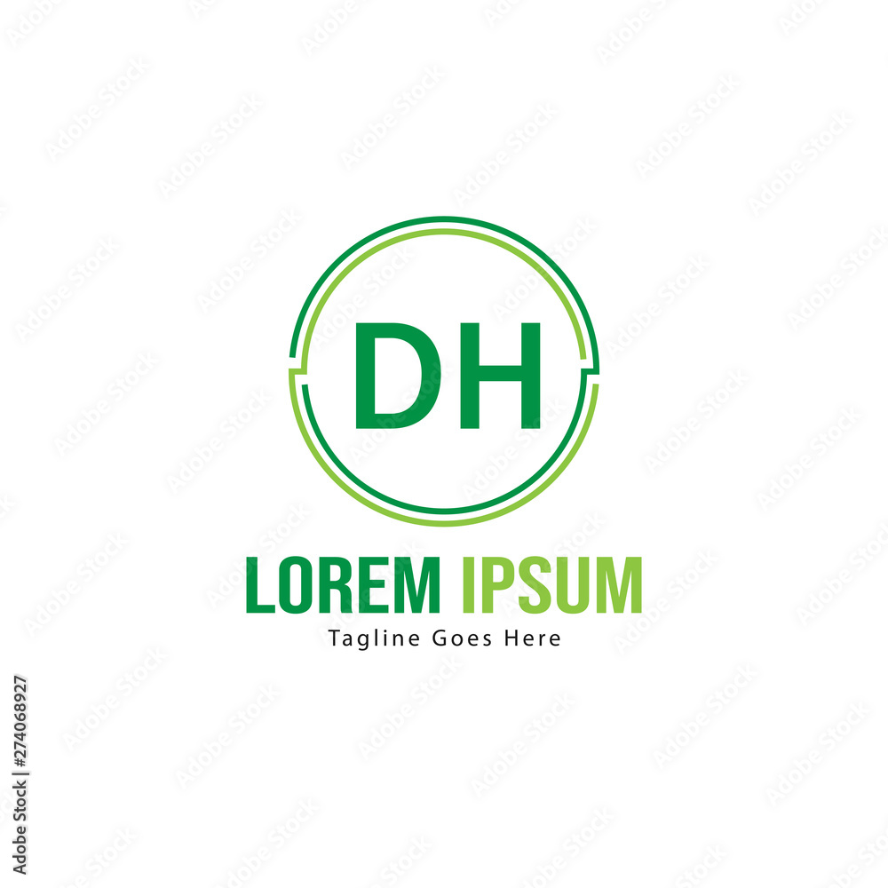 DH Letter Logo Design. Creative Modern DH Letters Icon Illustration