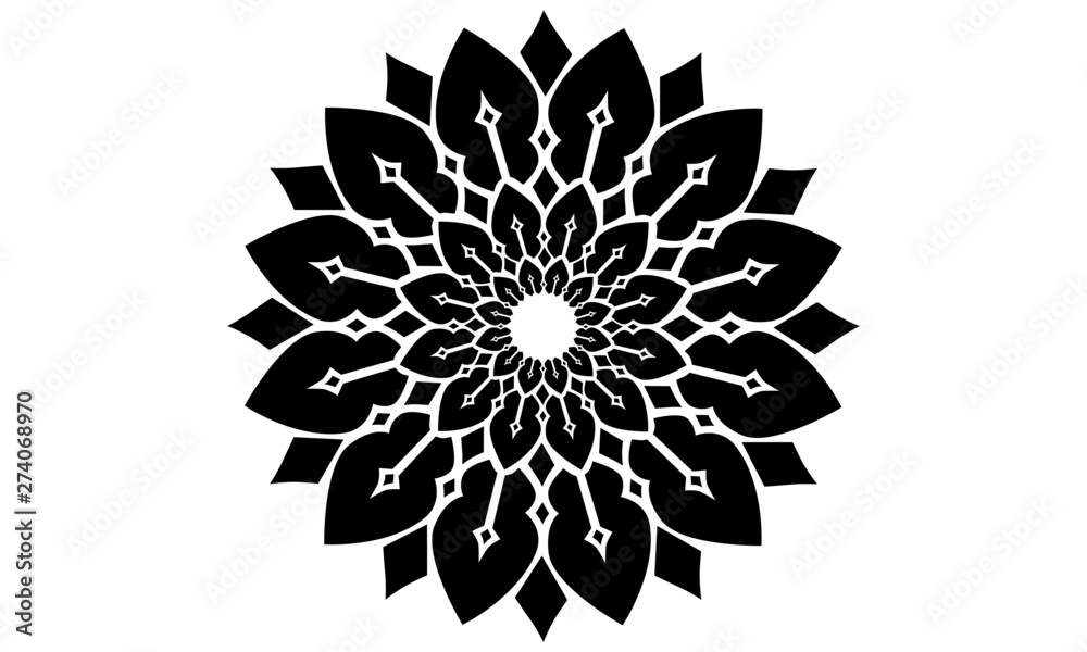 Black vector flower mandala Black vector flower mandala