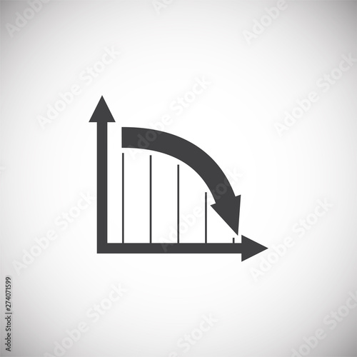 Down chart icon on background for graphic and web design. Simple illustration. Internet concept symbol for website button or mobile app.