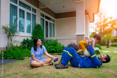 Engineering and family safety concept,  Refinery, We care, work safety, Your family want to back home
