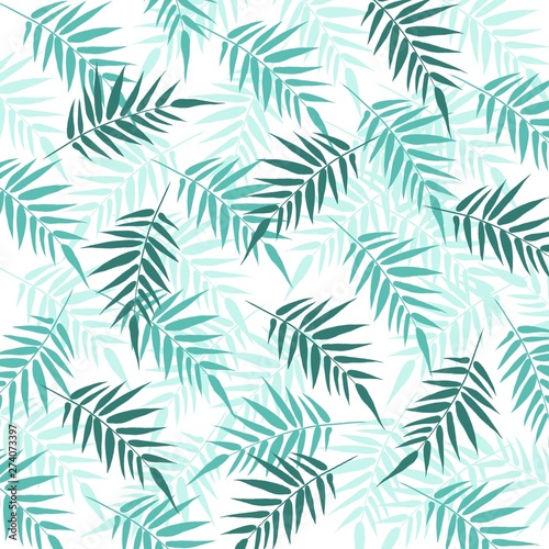 Background of palm leaves of blue shades