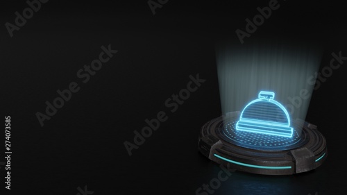 3d hologram symbol of concierge bell icon render