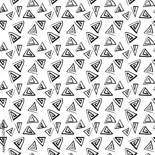 Triangle doodle pattern on white background.