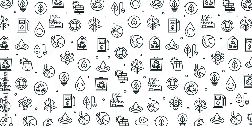 ECOLOGY AND ENERGY SEAMLESS PATTERN ECOLOGY AND ENERGY SEAMLESS PATTERN