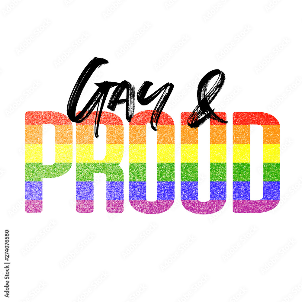Gay and proud banner. Gay LGBTQ rainbow flag banner Иллюстрация Stock |  Adobe Stock