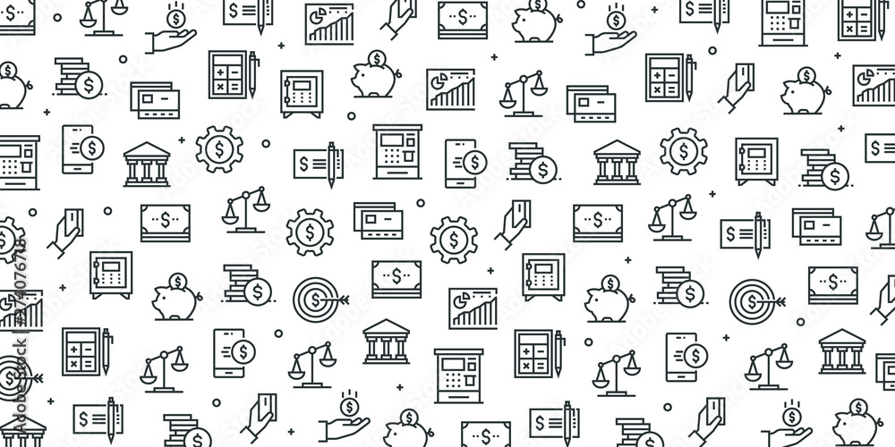Obraz premium BANKING AND MONEY SEAMLESS PATTERN