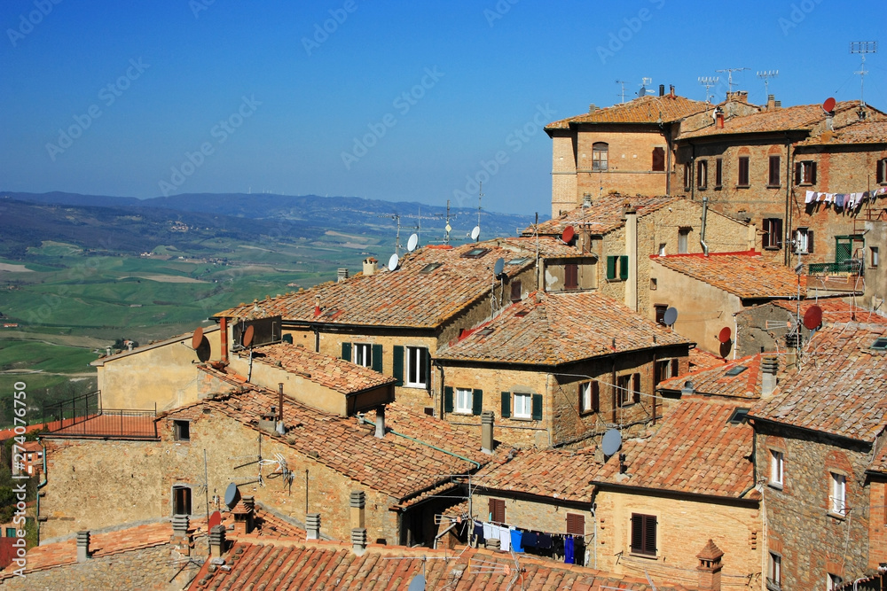 Ancient buildings in the city of Volterra, Italy