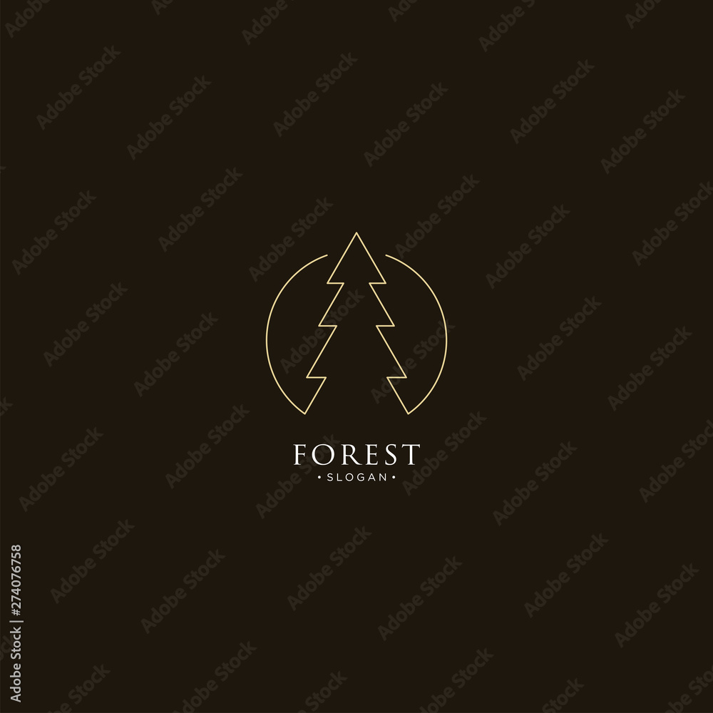 monoline forest, mountain and wave logo icon vector monoline forest, mountain and wave logo icon vector