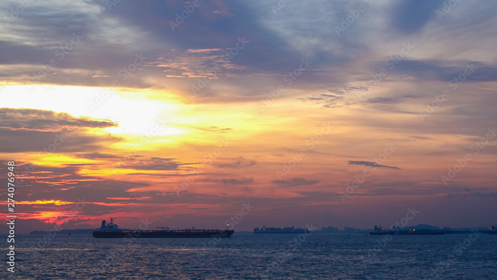 sunset over the sea at Singapore