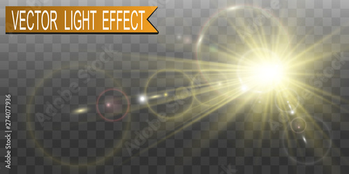 Special lens flash, light effect. The flash flashes rays and searchlight. White glowing light. Beautiful star Light from the rays. The sun is back-lit. Bright beautiful star. Sunlight. Glare.