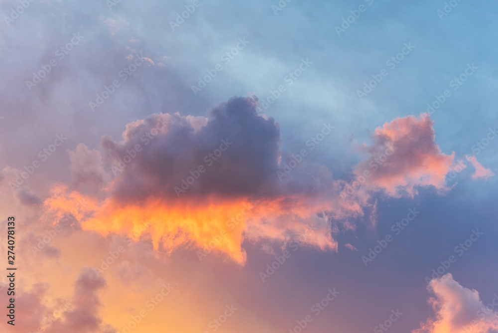 Colorful dramatic sky with clouds