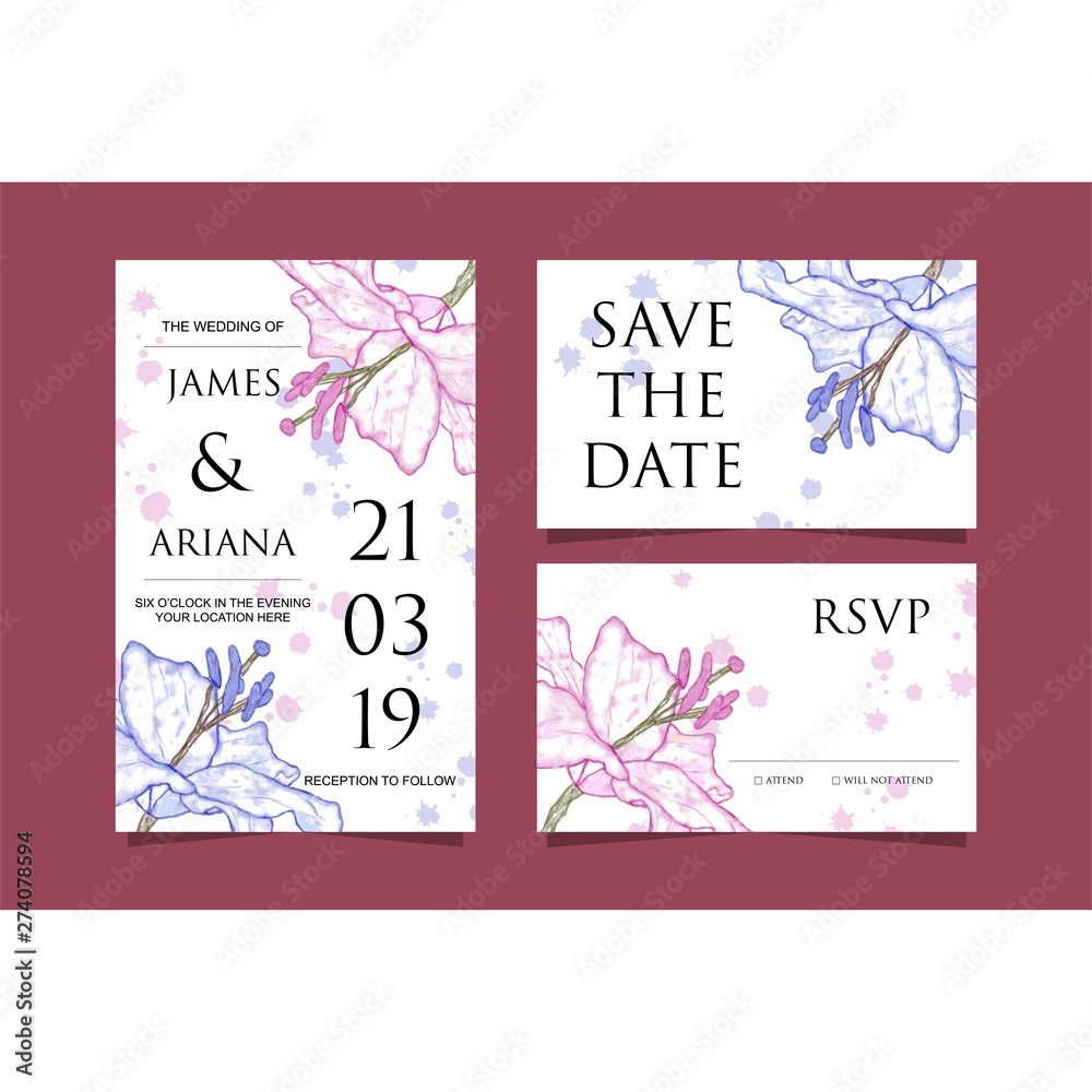 Floral wedding invitation set