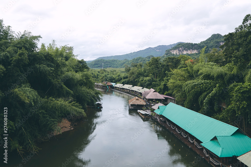 Many wooden house floating on the river Many wooden house floating on the river