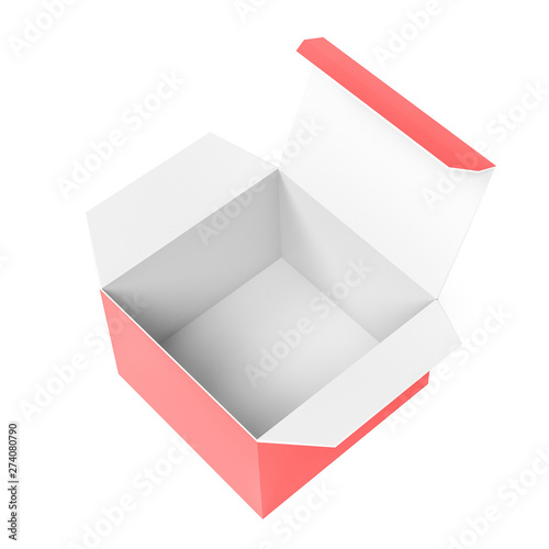 Open paper box. 3d rendering illustration isolated