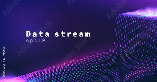 Science technology vector background. Data stream. Datacenter wide network