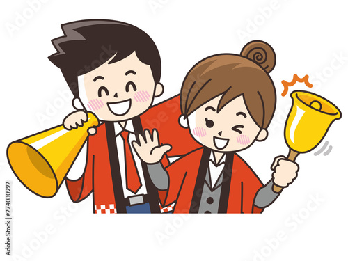 法被を羽織ったイベントスタッフ