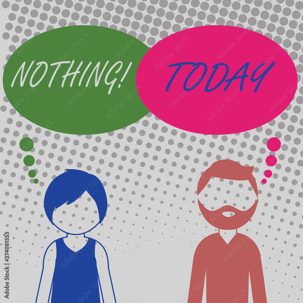 Handwriting text Nothing. Concept meaning Not anything No single thing or value Absence of progress Blank Bearded Man and Woman Faceless Profile with Blank Colorful Thought Bubble. Handwriting text Nothing. Concept meaning Not anything No single thing or value Absence of progress Blank Bearded Man and Woman Faceless Profile with Blank Colorful Thought Bubble.
