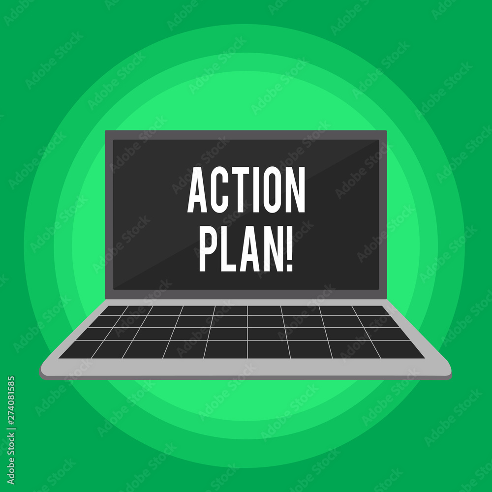 Handwriting text writing Action Plan. Concept meaning proposed strategy or course of actions for certain time Laptop with Grid Design Keyboard and Blank Black Screen on Pastel Backdrop. Handwriting text writing Action Plan. Concept meaning proposed strategy or course of actions for certain time Laptop with Grid Design Keyboard and Blank Black Screen on Pastel Backdrop.
