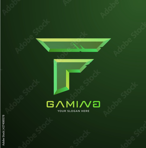 Initial letter F gaming esports style logo template
