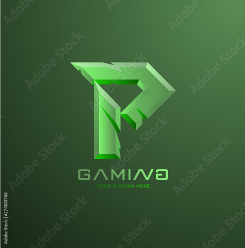 Initial letter P gaming esports style logo template