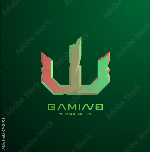 Initial letter W gaming esports style logo template