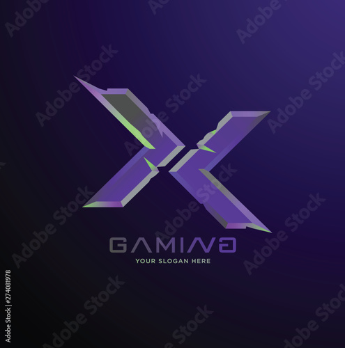 Initial letter X gaming esports style logo template