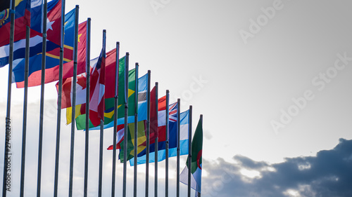 international flag blue sky background