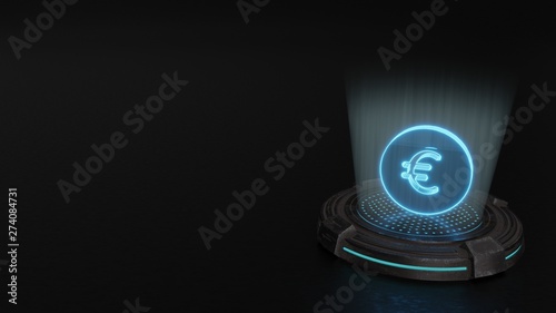 Tableau sur toile 3d hologram symbol of euro 101 icon render