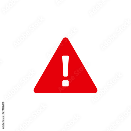 Warning, stop sign icon with exclamation mark - vector