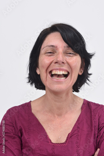 Woman smiling with her mouth open