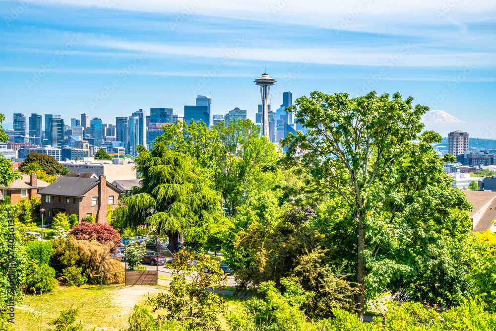 Beautiful Clear Day In Seattle, Washington - obrazy, fototapety, plakaty 