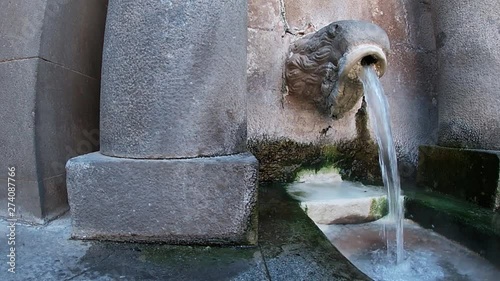 Hot water from the Leon Fountain thermal springs in Caldes de Montbui. Thermal circuit near Barcelona.