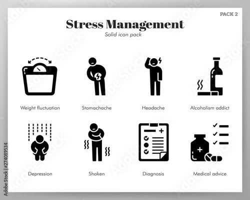Stress management icons Solid pack