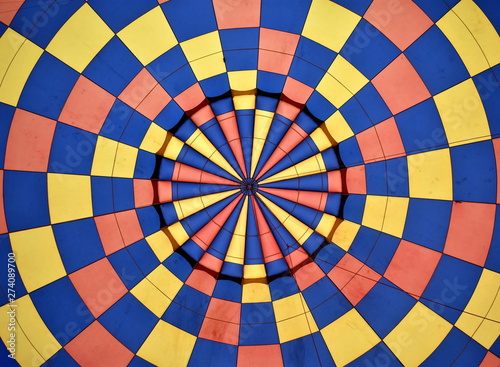Colorful inside of a hot air balloon